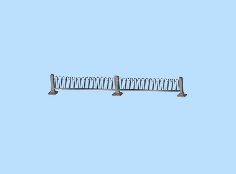 Urban road iron fence double-sided fence scene model