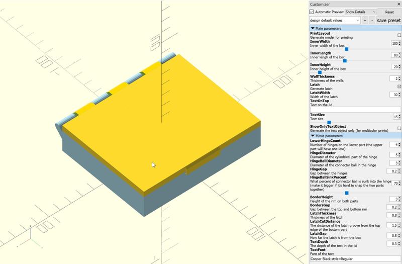 Parametric hinged box