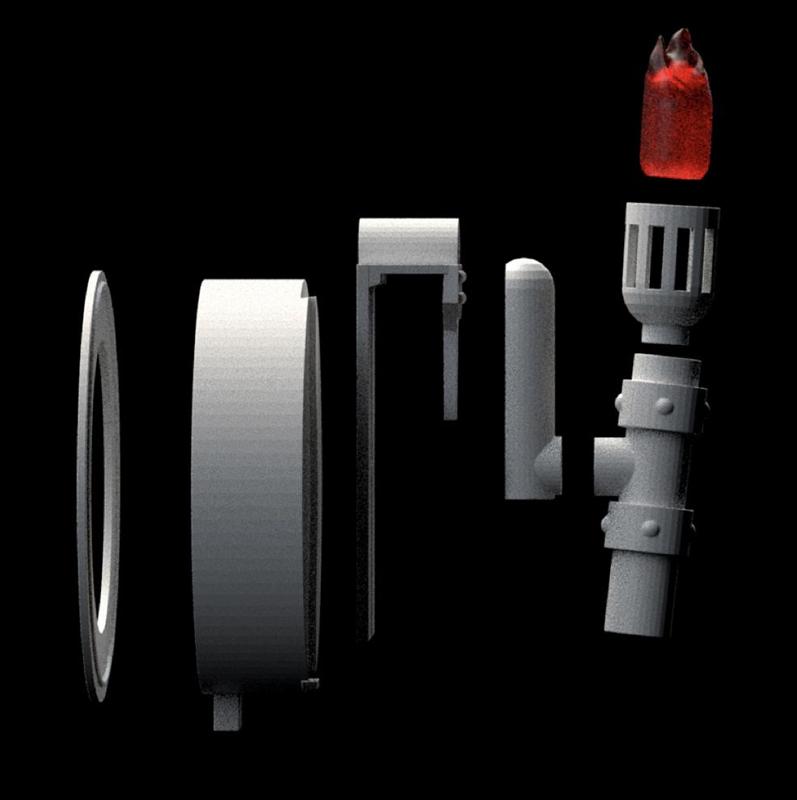 Wall Torch Kit, 28mm scale tealight mod, Pre Supported.