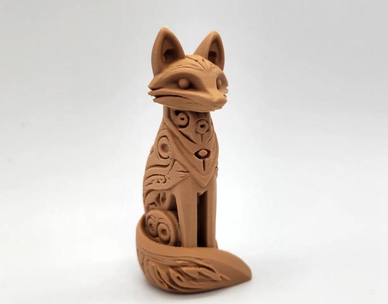 Wood-Carved Fox Totem   