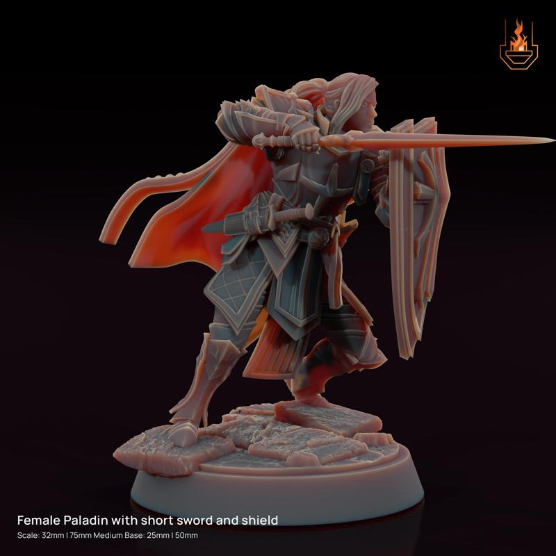 Female Paladin with Shield and Sword [Supported]