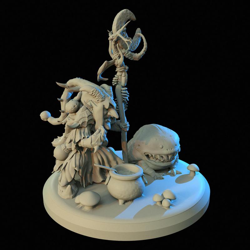 Raggadazt, Moonlight Goblin Shaman & Shroom Toad (Hero) - Presupported