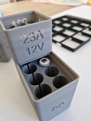 Gridfinity stackable batterystorage (A23 12V)   