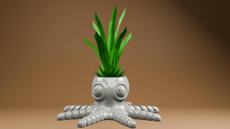 Cute Octopus Planter STL - Articulated Tentacle Pot for Succulents