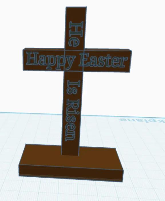 Happy Easter He Is Risen Cross   