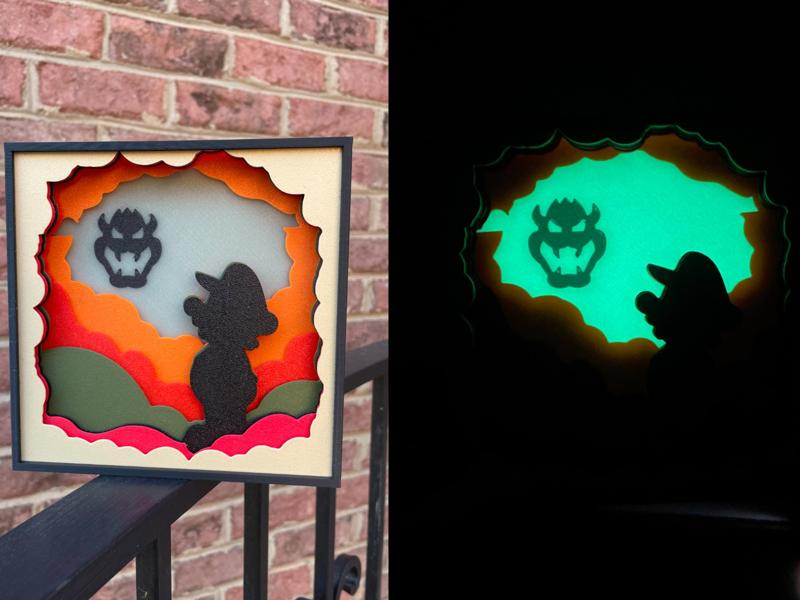 Mario Shadow Box / Nintendo / Bowser / Glow