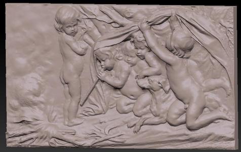 Bouchardon Four Seasons Fountain Allegory of Winter Sculpture ( Cherub Cupid Baby )