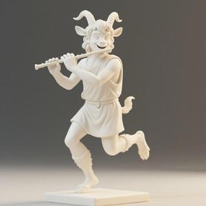 344 Dancing Faun Playing the Flute, sculpture, model, animal, 3d model, statue, creature, low poly, 3d print, collectible, cat, wood, dragon, sword, base, warrior, wild, dog