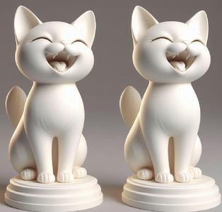 120 Laughing Cat - 3D Printed Full-Figure Statue, character, monster, fantasy, art, sculpture, model, animal, 3d model, statue, creature, magic, 3d print, collectible, cat, wood, dragon, sword, base, warrior, wild