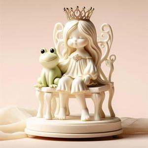 211 Frog Princess on Swamp Mound - Ivory-Style Minimalist Sculpture