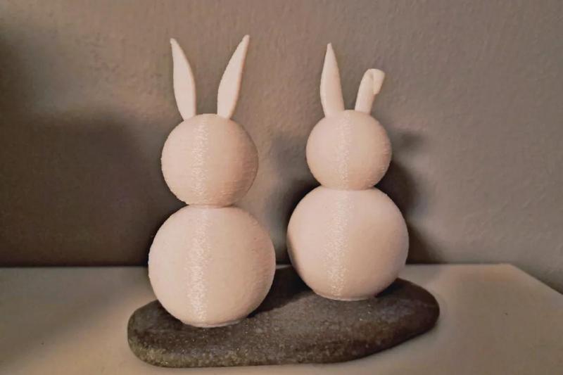 minimalist Easter bunny with and without bent ear   