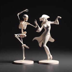 248 Dancing Skeleton - Ivory 3D Models, character, monster, fantasy, art, sculpture, model, animal, 3d model, statue, creature, low poly, 3d print, collectible, cat, wood, dragon, sword, base, warrior, wild, dog