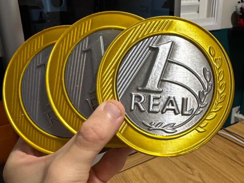 Giant Brazilian Real Coin Decorative Double-Sided