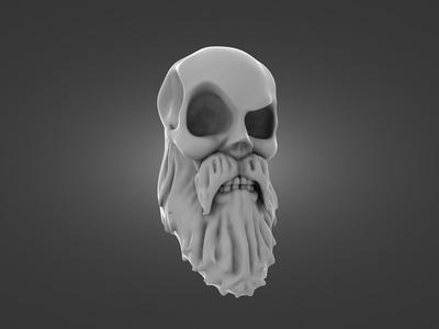Old man skull with beard