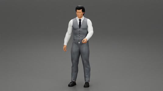 Man Wearing Suit and Standing in a Fashion