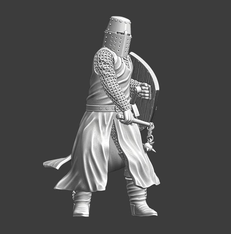 Medieval Knight fighting with flail