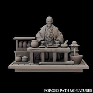 Ronin Healer - Seated Japanese Samurai Apothecary | Bushido STL Miniature