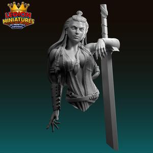 Varya bust barbarian warrior presupported 75mm