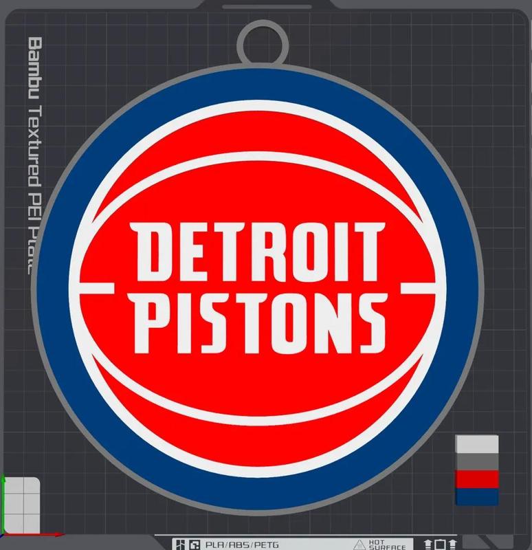 Detroit Pistons Oversized Necklace Logo   