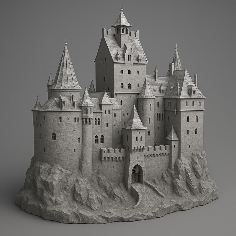 Gothic Castle STL | 3D Printable Medieval Fortress Model | Fantasy Diorama Decoration