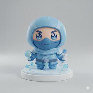Sub-Zero Kawaii - Ready-to-print Mortal Kombat style cute 3D figure