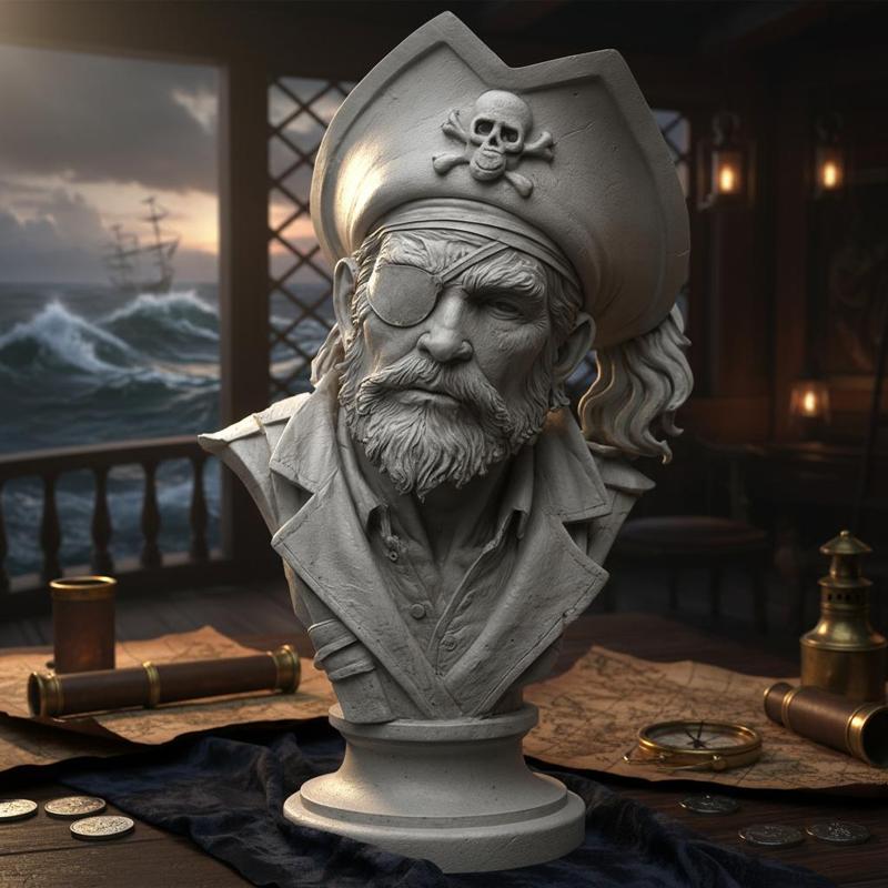 Pirate Captain Bust – 3D Printable Statue