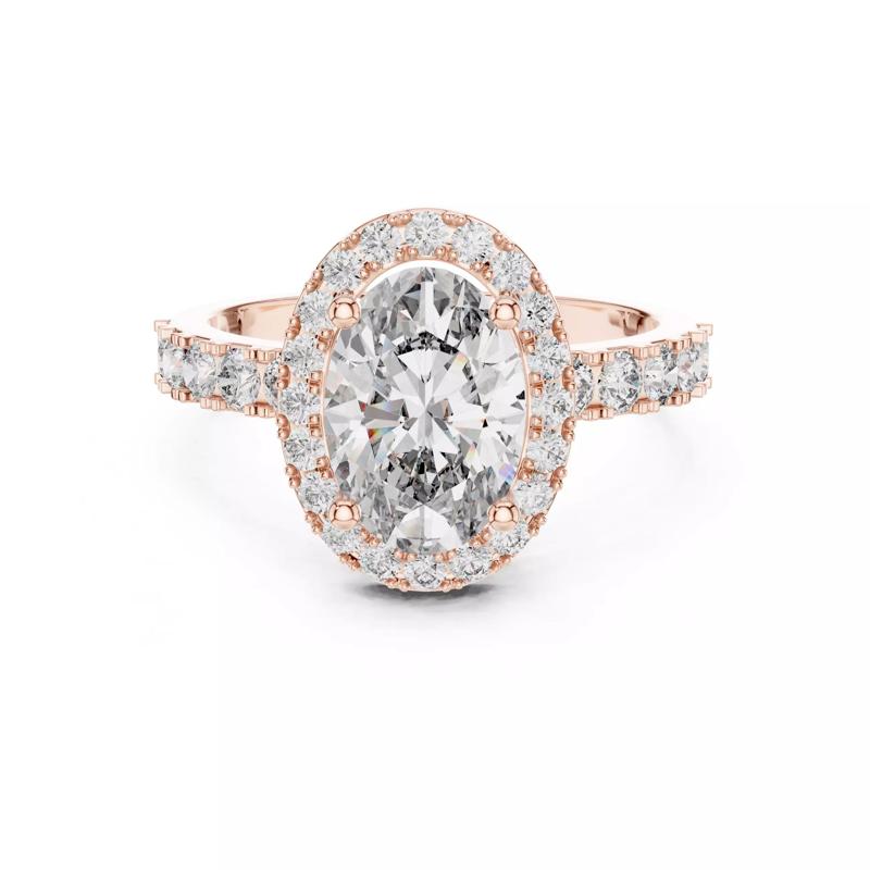 Oval Cut Halo Diamond Engagement Wedding Ring 3DM STL Video