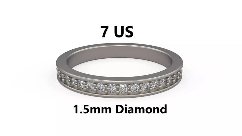 Model 1226 Eternity Band Ring 7 US Size 1point5mm Diamond
