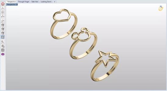 minimalist rings in shape of mickey mouse heart and star