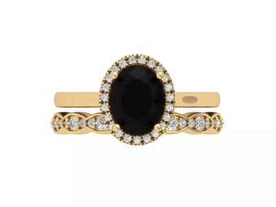 Oval Art Deco Bridal Set