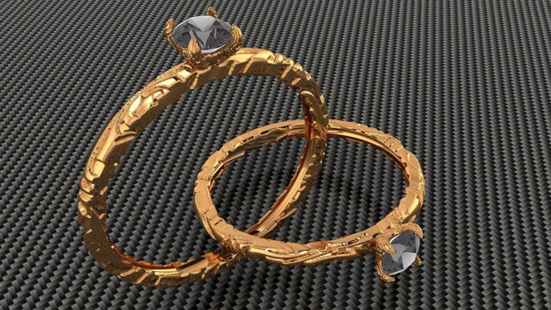 G1009 Ornate Gold Band with Carved Details 16MM-2gm