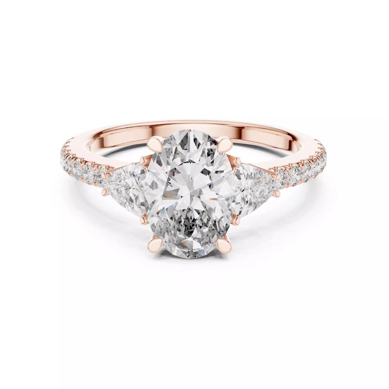 Oval and Trillion Cut Diamond Engagement Ring 3DM STL Video