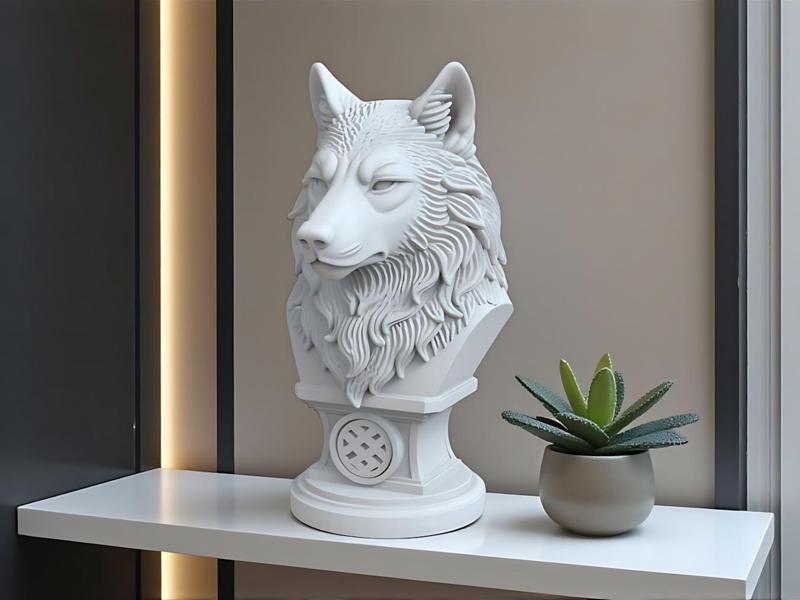 Wolf Bust STL – 3D Printable Animal Statue