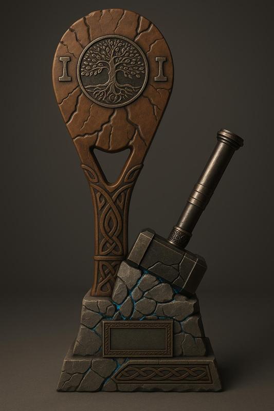 Viking Sports Trophy - Editable Plaque | Tree of Life & Thor Hammer Theme