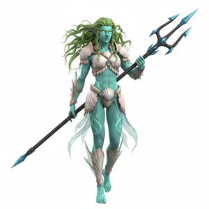 Aquatic Elf Guardian with Trident - Fantasy Tabletop RPG Miniature STL File