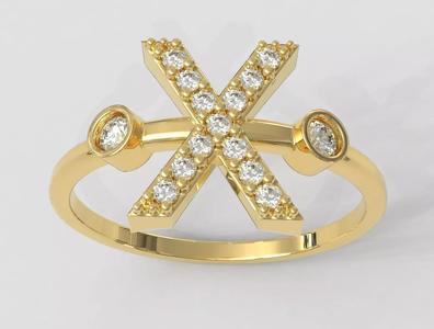 Diamond Letter Ring - X