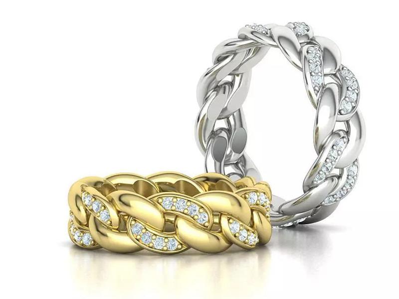 DIAMOND Cuban Link Heavy Chain Ring 7mm Wide 8US Size 3dmodel