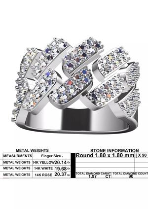Bold Chain Link Diamond Band Ring 3D Jewellery STL