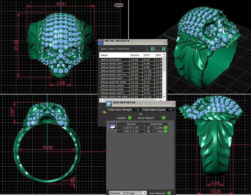 Diamond Skull Ring Jewelry