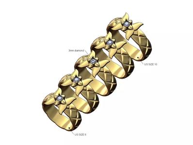 Diamond butterfly cross stitch engraving band US sizes 6to10