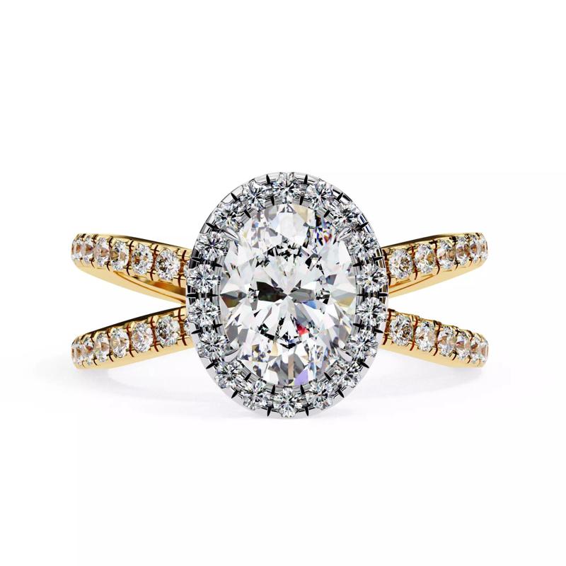 Classic Crisscross Oval diamond halo setting eternity ring