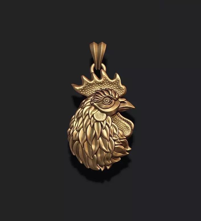 Rooster head pendant