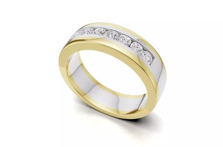 Dual Tone Diamond Wedding Band for Mens