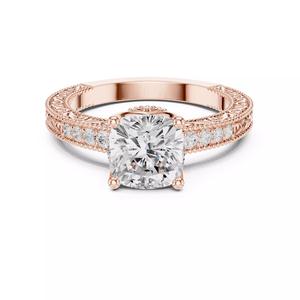Cushion Cut Diamond Filigree Design Wedding Ring 3DM STL Video