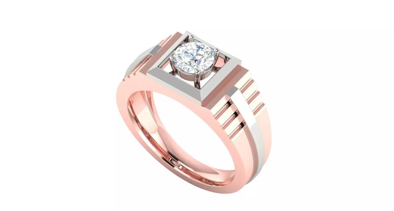 Contemporary Geometric Men s Ring in Rose