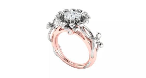 Solitaire Engagement Wedding Ring Cluster Flower Ring