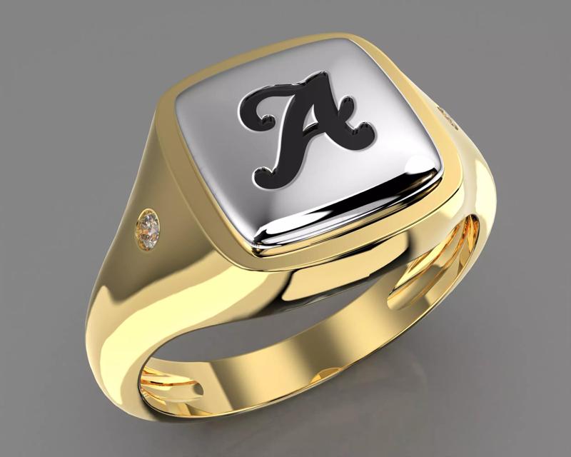 Jewelry Signet Ring letter A - Printable STL