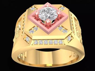 luxury asian diamond men ring with  lucky dragon on sides 2958