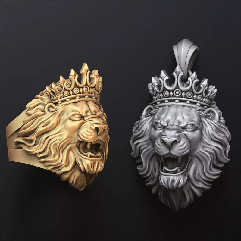Lion With Crown Ring Pendant Collection
