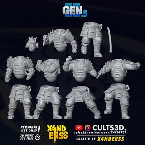 X4NDERSS Gen2.5 Samurai Set 1 - [TAGS: Stylized Modular Miniature Heroic Models Soldiers Soldier Medieval Japan Japanese For Honor Orochi Kensei Samurai Shogun Katana Ronin Warrior]